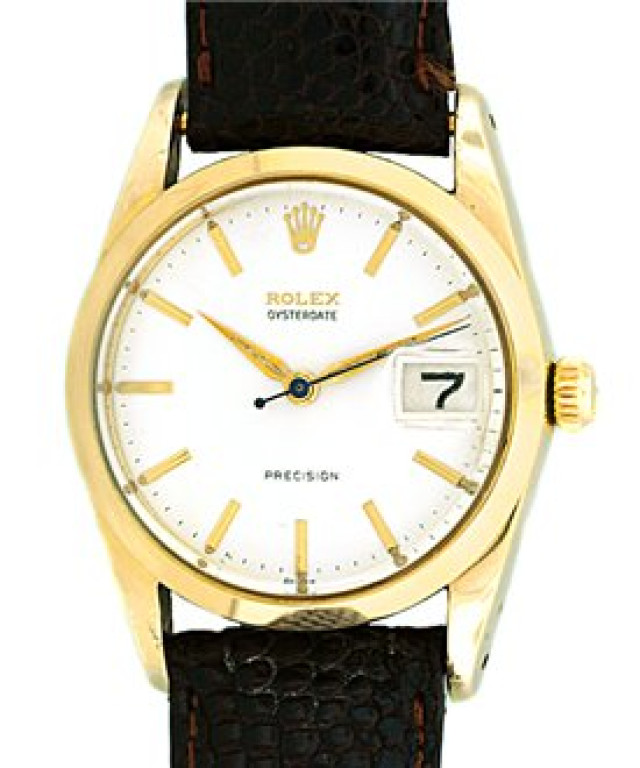 Vintage Rolex Oysterdate Precision 6694 Gold with Blue Dial